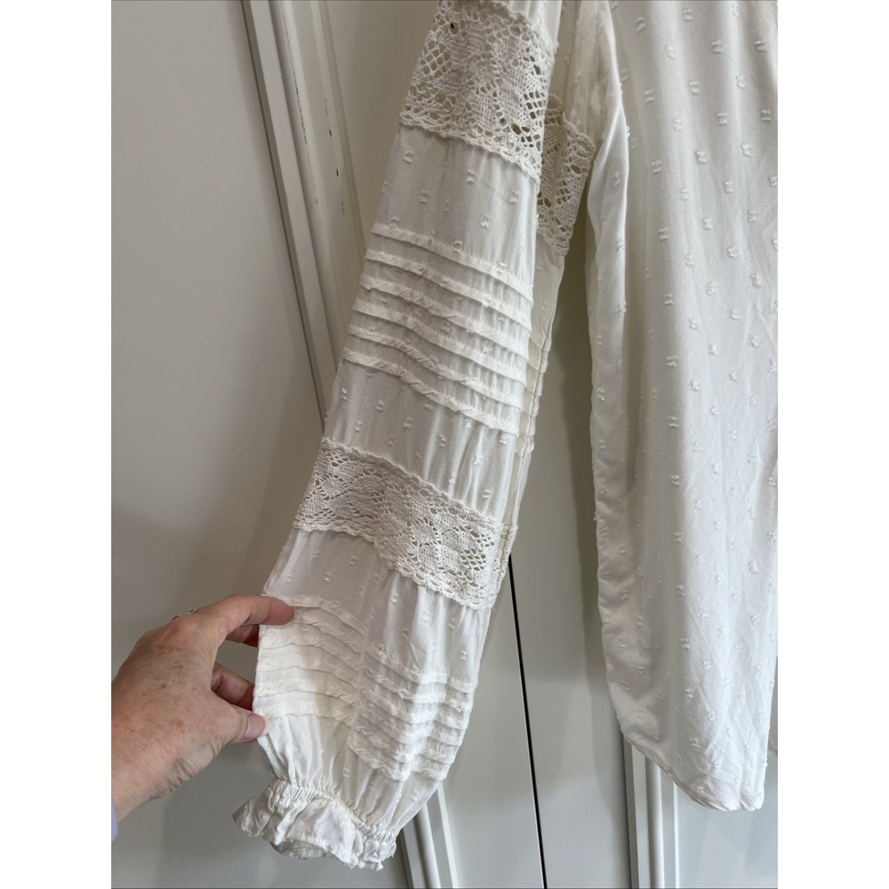 Sundance White Crochet Lace‎ Top Cottagecore Peasant Boho Fairy Ethereal Pure - Picture 3 of 7